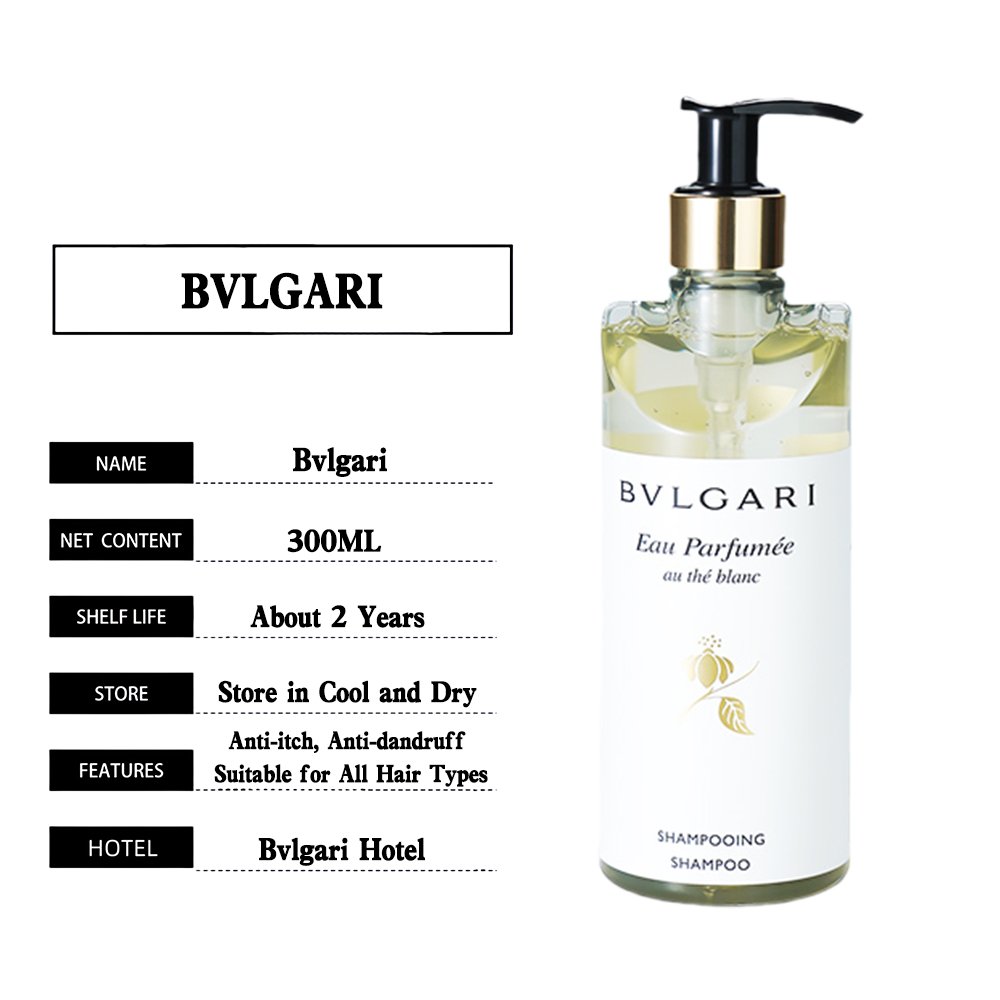 Bvlgari Hotel Shampoo & Shower Gel & Conditioner & Body Lotion & Hand Wash White Tea Scents 300ML