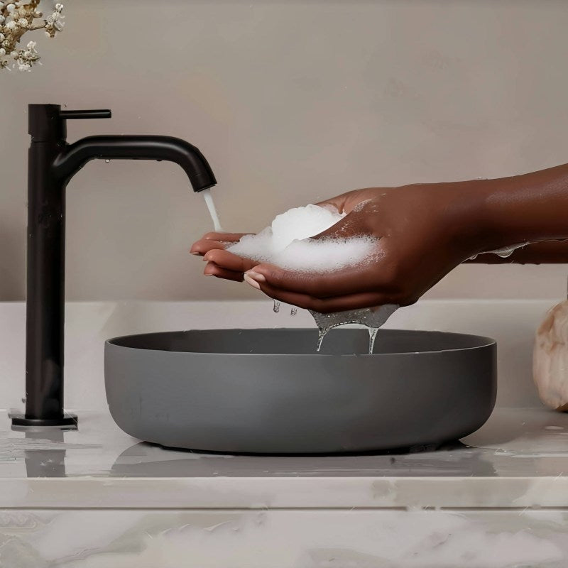 Washing hands with foam on them