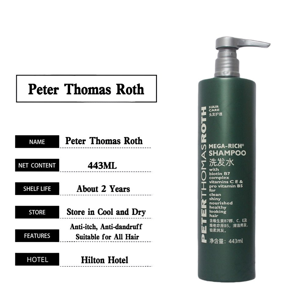 Hôtel Hilton Shampoing | Lotion pour le corps | Après-shampooing | Crème pour les mains | Gel douche Peter Thomas Roth 443 ML