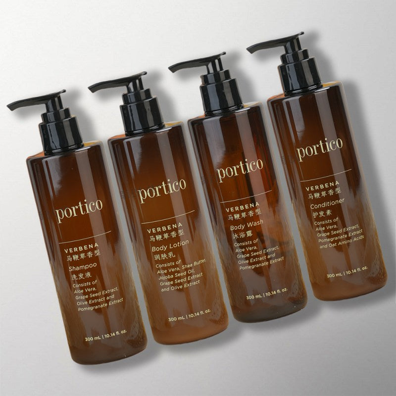 Portico Vervena Shampoo and Conditioner and Shower Gel and body lotion tolietries 4 per bundle