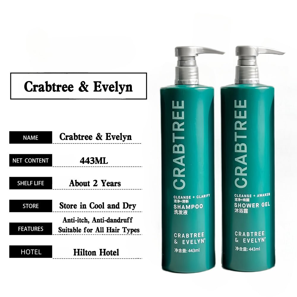 Hilton Hotel Shampoo & Conditioner & Body Lotion & Shower Gel 443ML Crabtree and Evelyn