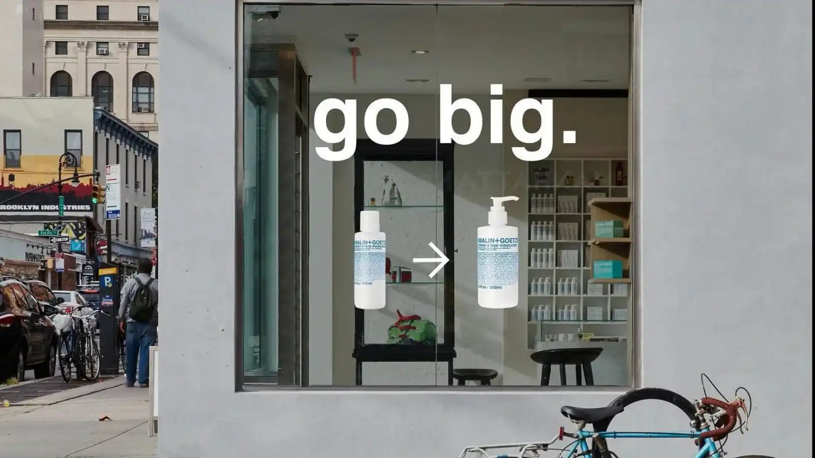 MALIN+GOETZ's Store,A bicycle is placed in front