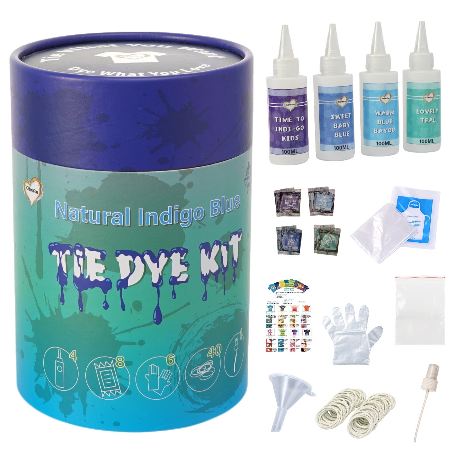IOliveYou® Tie Dye Kit | Natural Indigo Blue Theme