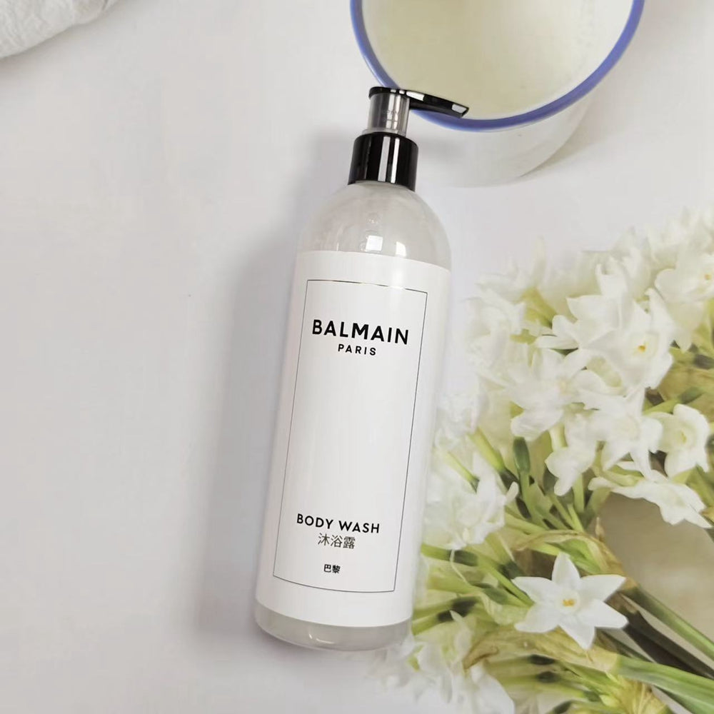one bottle of balmain shower gel.