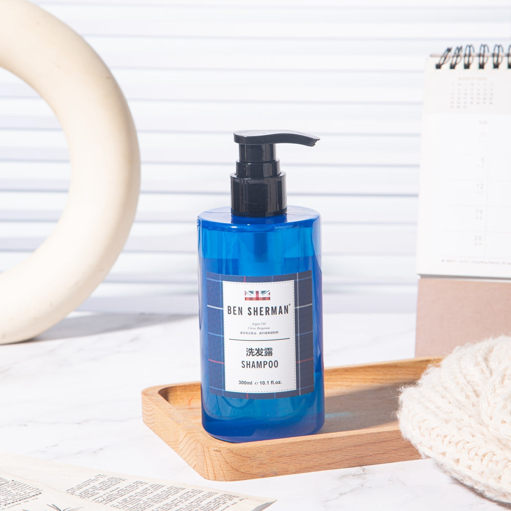 one bottle of BEN SHERMAN hotel shampoo displayed.