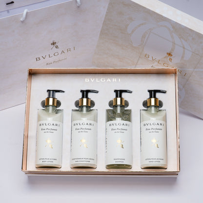 Bvlgari Hotel Shampoo &amp; Duschgel &amp; Spülung &amp; Körperlotion &amp; Handwäsche, Duft weißer Tee, 300 ml 