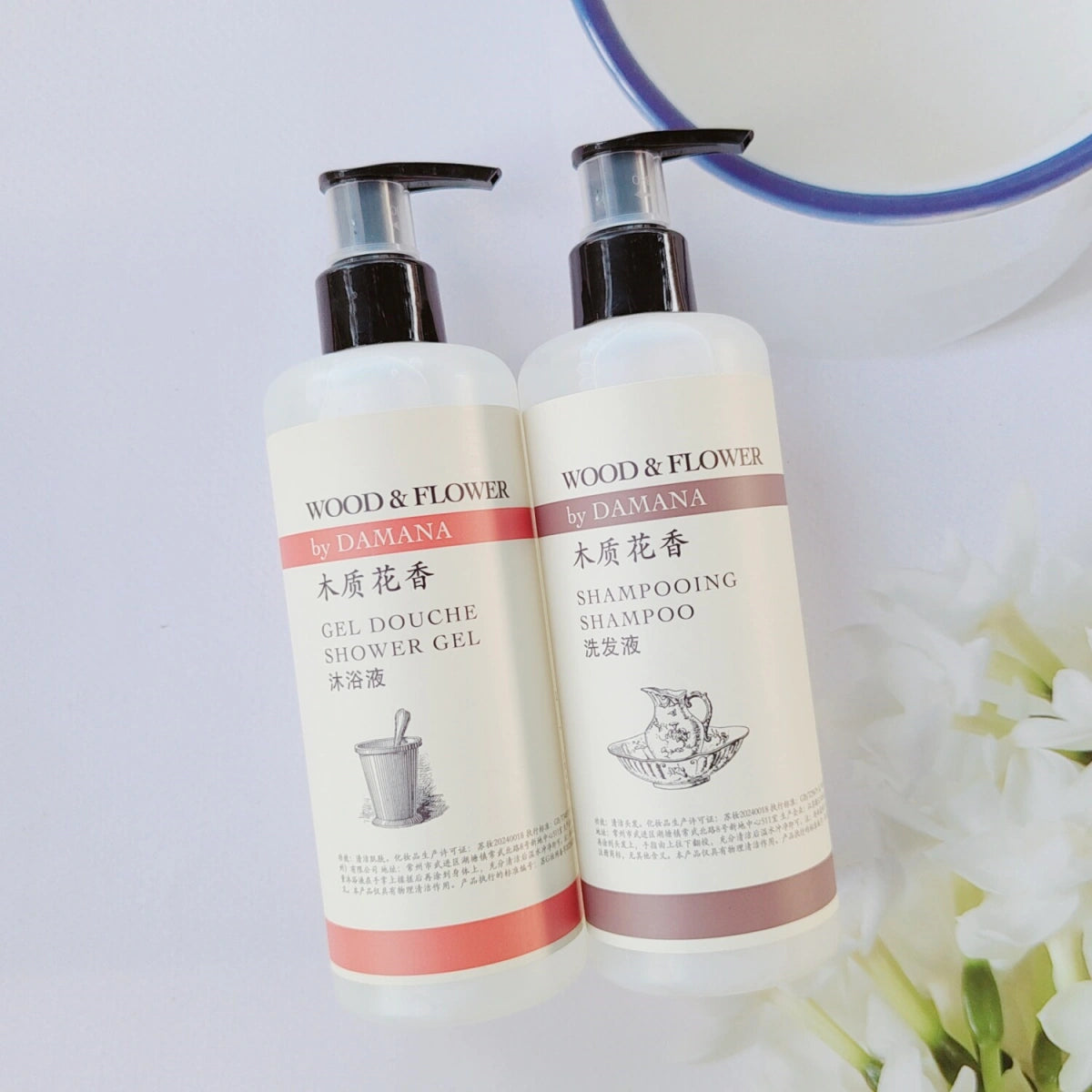 Shampooing, après-shampooing, gel douche, lait corporel ou savon liquide DAMANA 300ML