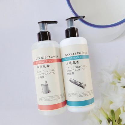 Shampooing, après-shampooing, gel douche, lait corporel ou savon liquide DAMANA 300ML
