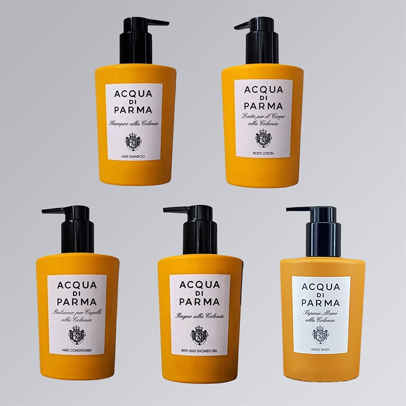 Acqua Di Parma COLONIA Shampoo Conditioner Shower Gel Body Lotion for InterContinental Hotel toiletries.